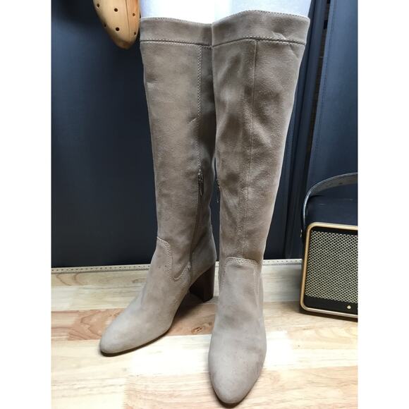 Vince Camuto Kreesell Riding Boots Women's 6M Taupe Suede Zipper Almond Toe - Picture 6 of 12